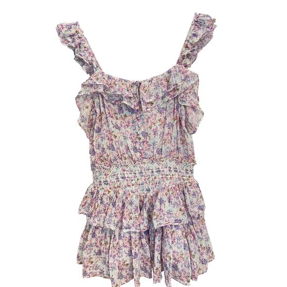Loveshackfancy Shanely Floral Print Ruffled Mini Dress size Medium - Picture 6 of 8